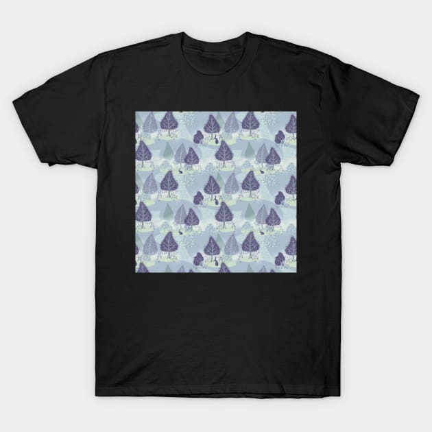 Misty landscape in blue tones T-Shirt by Amalus-files